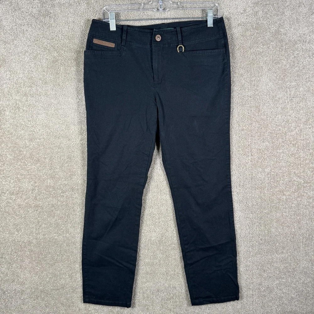 Lauren Ralph Lauren Pants Womens 8P Black Twill Chino Slim Ankle Stretch Pockets
